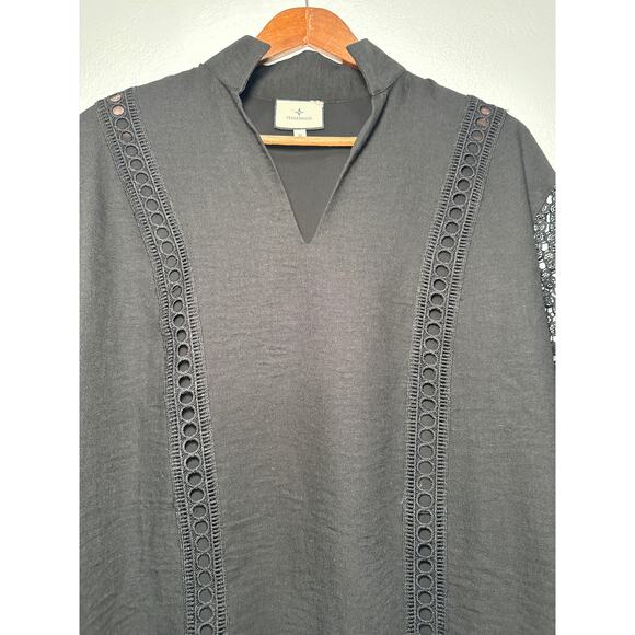 TUCKERNUCK Eyelet Jane Blouse Top M Black Bishop Sleeve Sheer Layer Coquette - Picture 4 of 14